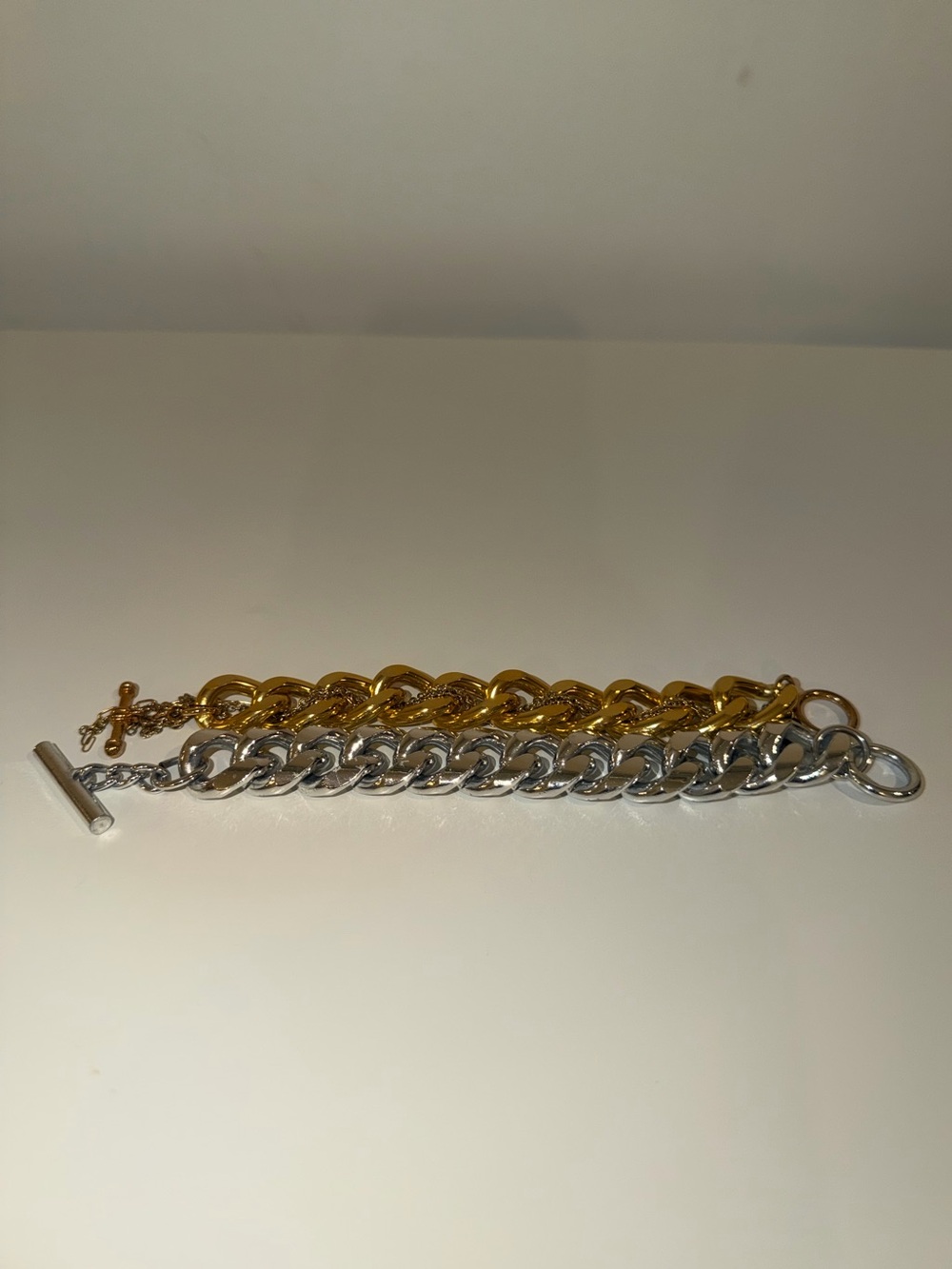 Two Gold & Silver-Tone Chunky Link Bracelets